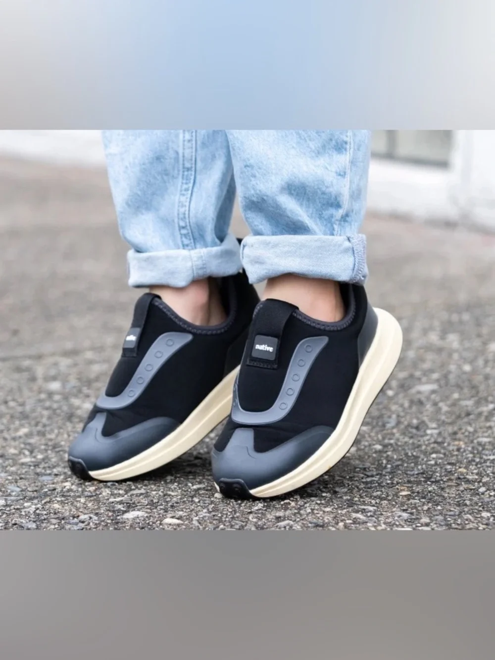 ROBBIE DASH BLACK SNEAKERS - NATIVE (Slip-On Athletic Sneakers)